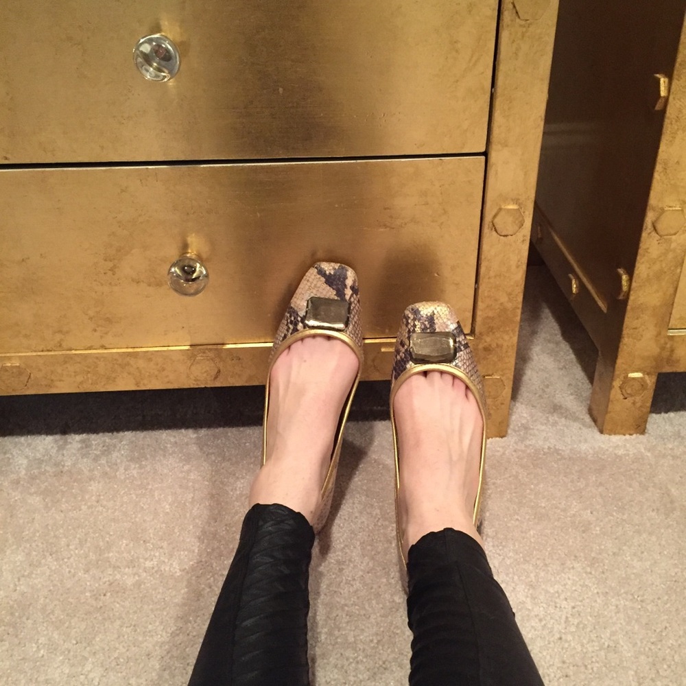 Michael Kors snakeprint flats.
